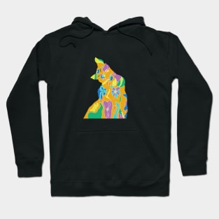 Floral Cat Design Hoodie